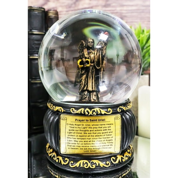Christian Holy Archangel Saint Uriel Angel Of Light Glitter Water Globe Figurine