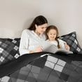 thumbnail image 5 of Castle Fairy Vintage Plaid Checkered Twin Comforter Sets,Black White Bedding Set, 5 of 8