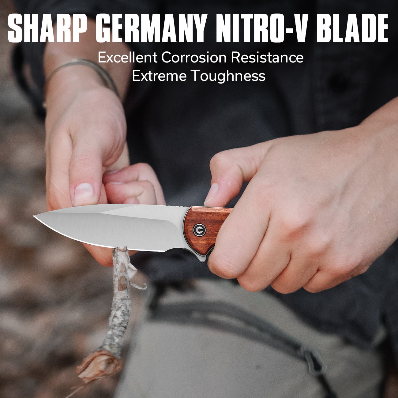 Civivi Knives Primitrox Liner Lock Guibourtia Wood Nitro-V Stainless Pocket Knife C23005A-3
