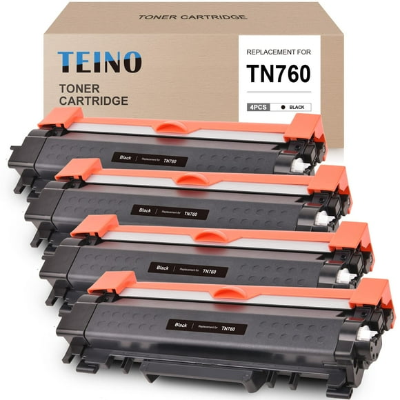 Teino Cartucho De Tóner Remanufacturado De Repuesto Para Brother Tn760 Tn 760 Tn730 Para Usar Con Brother Dcp-L2550Dw Mfc-L2710Dw Mfc-L2750Dw Hl-L2370Dw Hl-L2395Dw Hl-L2350Dw (Paquete De 4 Negros)