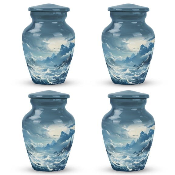 Sunlit Ocean Storm Peaks Keepsake For Human Ashes - Funeral Urn Ashes - Urns For Ashes Adult Male - Ash Holders For Human Ashes (Size-3inch,4Pcs)