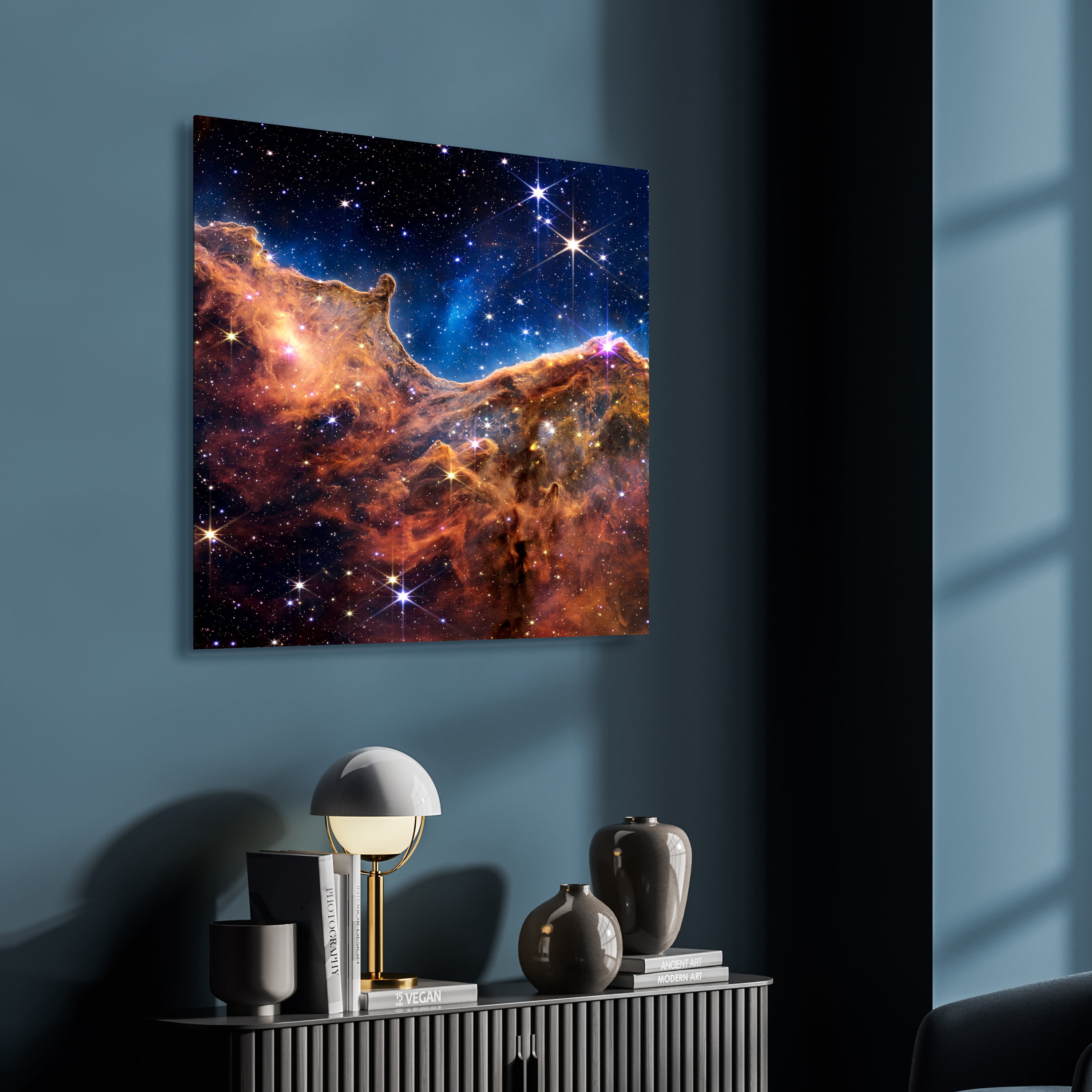 "Mountains of the Carina Nebula I" Frameless Free Floating Reverse Printed Tempered Glass Wall Art