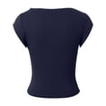 thumbnail image 5 of MIXUE Boho Tops For Women Summer Solid Color Square Collar Short Sleeve Casual Soft Basic Pullover Shirts For Women T Shirts Sportswear,Blue,XL, 5 of 5