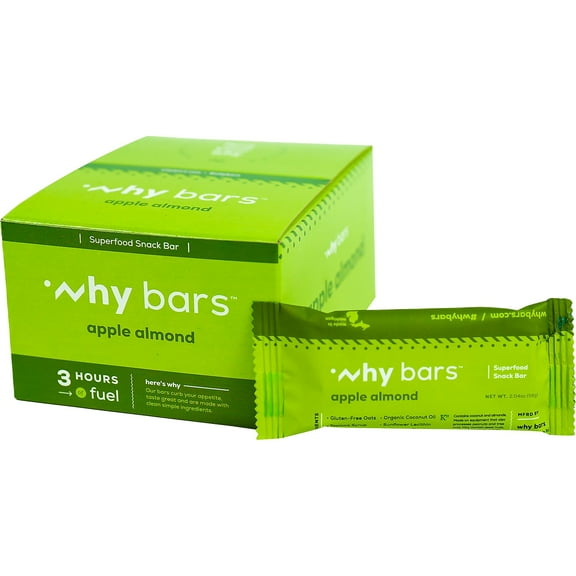 Why Bars Superfood Snack Bar, Apple Almond, 2.04 oz Bar, 12/Box