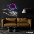thumbnail image 4 of Craftnamesign Hand Planet Neon Sign, Spaceman Decor, Planet Lover Gifts, 4 of 4