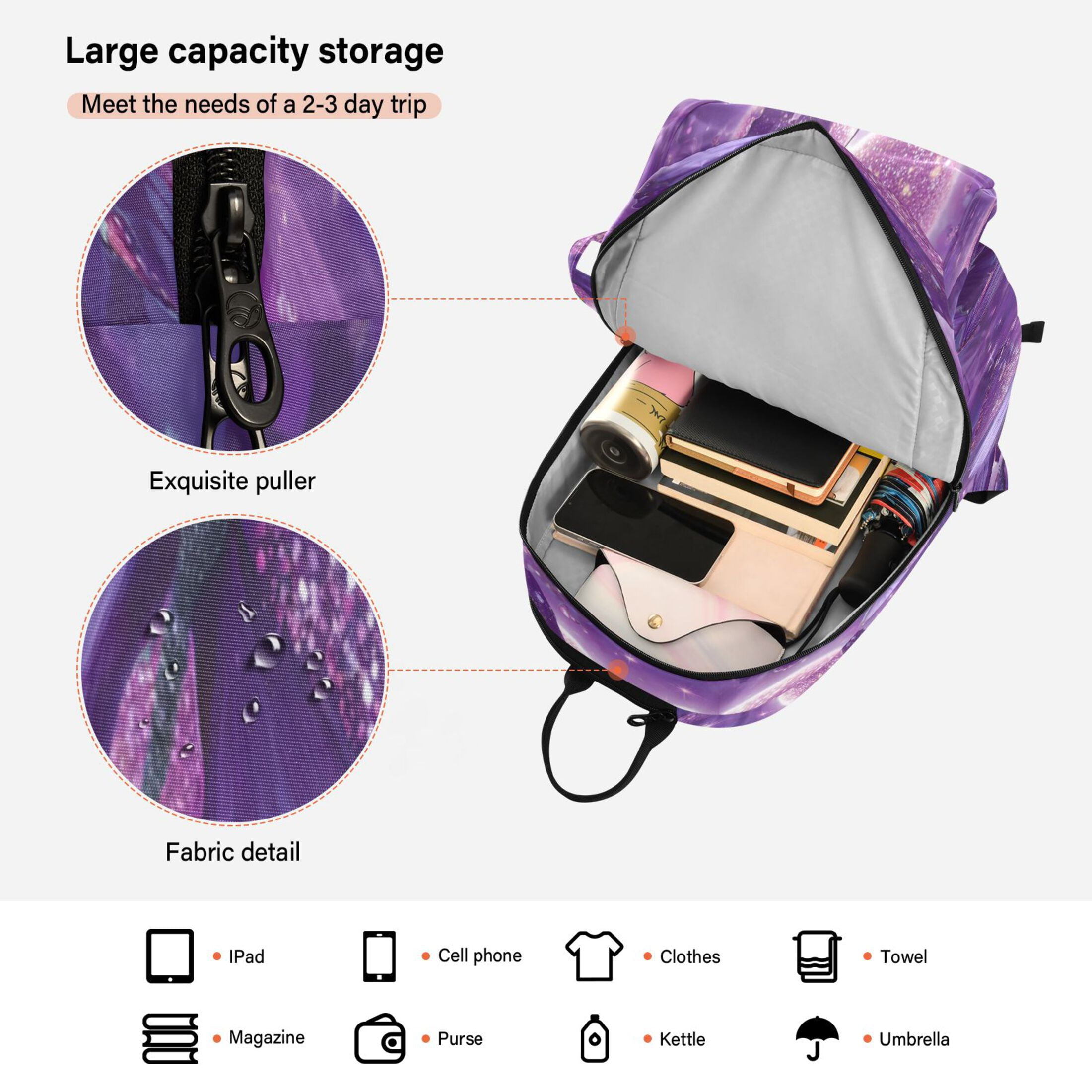 2 Racquet Holder Tennis Backpack Tennis Racket Covers Gym Bags Purple Diamond Butterfly