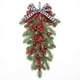 thumbnail image 2 of Árbol colgante de Navidad con lazo de frutos rojos, 23,6 pulgadas, pino artificial, impermeable, resistente al sol, para repisa de chimenea, escalera, mesa de comedor, decoración, 2 of 6