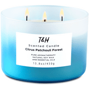 Citrus Patchouli Forest Scented Candle 3 Wick Aromatherapy Candle Long Lasting and Clean Burning Soy Candle for Men and Women Relaxing Candle for Home Scented