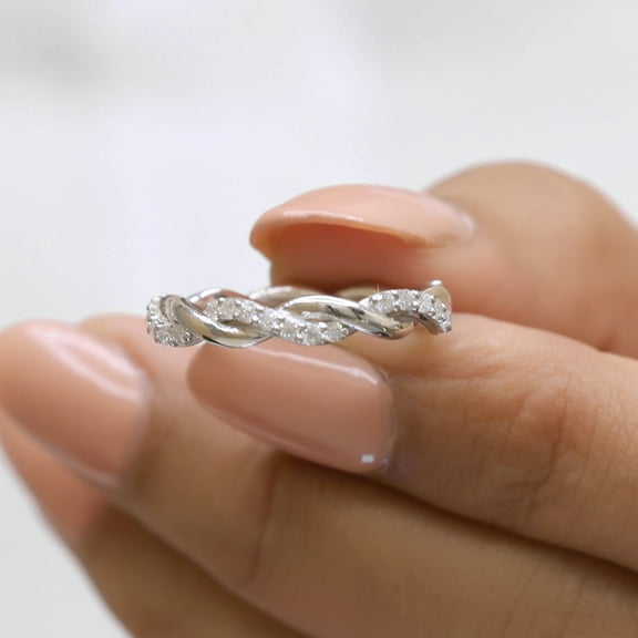 Jewelegant Infinity Twist Pave 0.50 TW Round Moissanite Diamond Wedding Band - Full Eternity Band, Stackable Band, Twisted Matching Band, Anniversary Gift