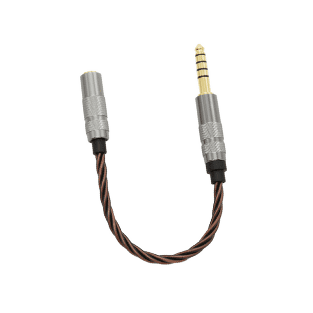 Adaptador macho de 4,4 mm a hembra de 3,5 mm de alto rendimiento que reemplaza a los auriculares portátiles. Marrón
