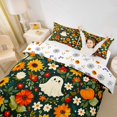 thumbnail image 3 of Homewish Autumn Cottage Halloween Ghost Twin Duvet Cover,Sunflower Mixed Floral Pattern Twin Bedding,Forest Green Orange,Halloween Reversible,2-Piece,1 Duvet Cover and 1 Pillowcase, 3 of 6
