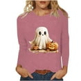 thumbnail image 3 of Drses‌‌ ‌‌‌Women's Spooky Crewneck T-Shirt - Cute Ghost Printed Top Halloween Gift Idea Crewneck Long Sleeve Casual Pullover‌ Shirt‌, 3 of 7