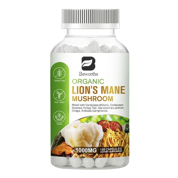 Lion's Mane Mushroom, Mushroom Complex Supplement 1000mg - 120 Capsules