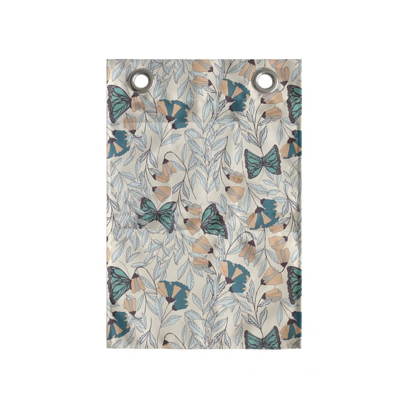 Floral Hanging Pocket Organizer, Burgeoning Flowers and Monarch Butterflies on Branches, Printed Polyester Storage Bag with Pockets, 14" x 20", Eggshell Dark Seafoam