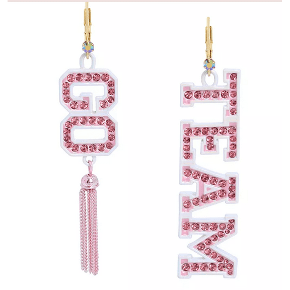 Betsey Johnson Faux Stone GO TEAM Mismatch Earrings
