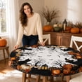 thumbnail image 4 of Halloween Round Fitted Tablecloth with Elastic Orange Pumpkin Ghost Castle Circle Table Cloth for 40-44" Tables Scary Witch Spooky Holiday Wipeable Washable Table Cover (D-1PCS), 4 of 8