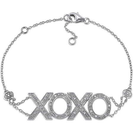 Miabella Diamond-Accent Sterling Silver XOXO Design Chain Bracelet, 7.25
