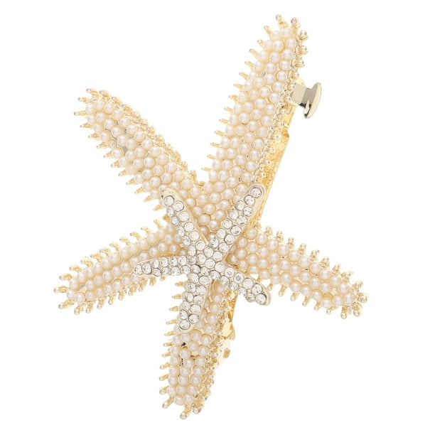 Elegante pasador de pelo con perlas y brillantes, con temática oceánica y estrellas de mar, accesorio para el cabello para mujeres y niñas