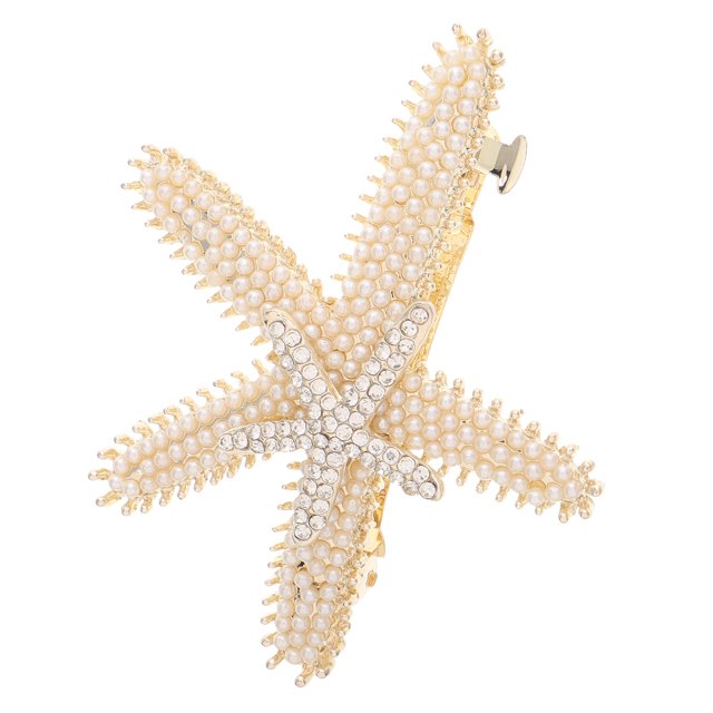 Elegante pasador de pelo con perlas y brillantes, con temática oceánica y estrellas de mar, accesorio para el cabello para mujeres y niñas