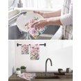 thumbnail image 5 of Pink Flowers Kitchen Dish Towels for Drying Dishes Set of 4, Spring Floral Butterfly Leaves Plants Rustic Plaid Waffle Weave Microfiber Hand Tea Bathroom Towels Quick Dry & Absorbent Towel 12x12, 5 of 7