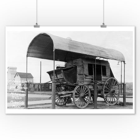 Miles City, MT - Western Coach at the Milwaukee Station from Custer's Time Scene (9x12 Art Print, Wall Decor Travel