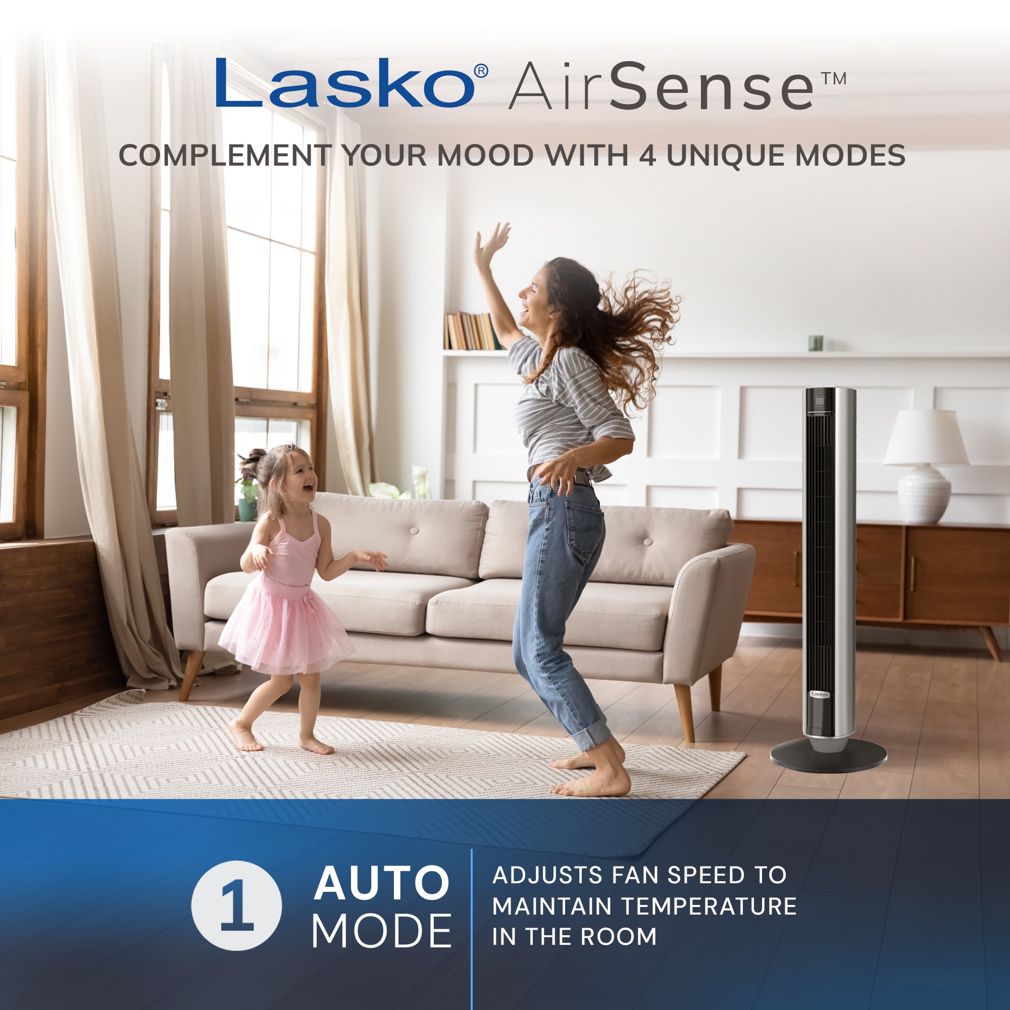 Open Box Lasko 40” WhisperForce DC Technology Tower Fan, 29 ft/s Airflow, Remote, Black, TDC401, New
