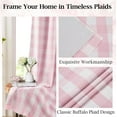 thumbnail image 4 of Pink White Full Blackout Curtain Panels 63 Inches Long,Buffalo Plaid Farmhouse Drapes with Room Darkening Liner,Thermal Insulated Window Treatment,Rod Pocket Back Tabs,Pink/White(Pack of 2), 4 of 8