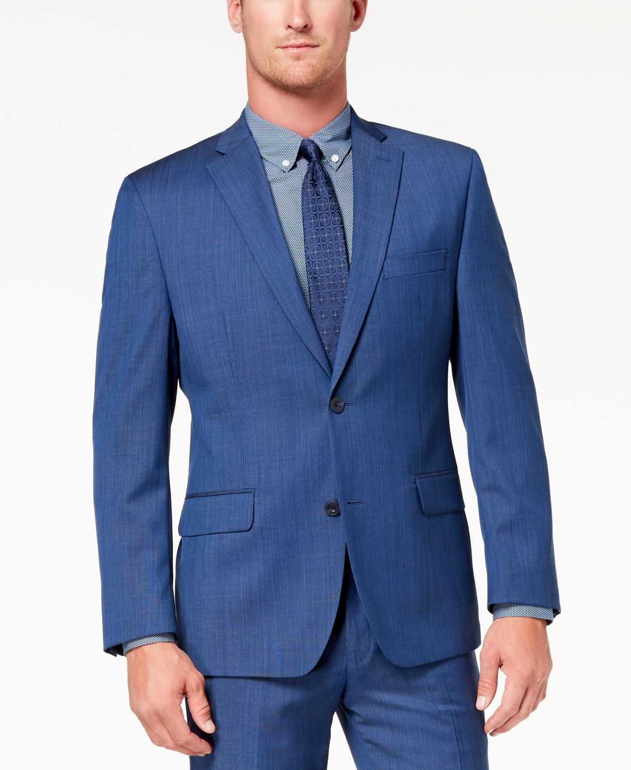 Michael Kors Men’s Classic-Fit Airsoft Stretch Blue Solid Suit Jacket ...