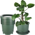 thumbnail image 1 of Outdoor Plant Pot 24cm Plastic Planter With Drain Holes And Tray Pack Of 6 Does Not Include Plants, 1 of 4