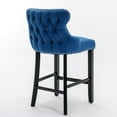 thumbnail image 5 of Smilegend Set of 2 Velvet Upholstered Barstools, Wingback Counter Height Chairs with Button Tufted Backrest, Wooden Legs and Chrome Nailhead Trim, Modern Leisure Bar Chairs (Blue), 5 of 8