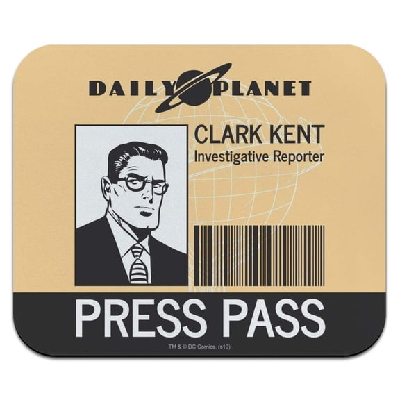 Superman Clark Kent Press Pass Low Profile Thin Mouse Pad Mousepad