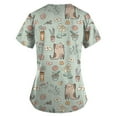 thumbnail image 3 of Snoarin Hauts d'Été Grande Taille pour Femmes, Mode Décontractée, Manches Courtes, Col en V, Uniforme de Travail Imprimé avec Poche, Blouse, Uniformes de Travail pour Femmes en Liquidation, 3 of 4