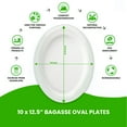 thumbnail image 3 of FPN Disposable Oval Plates, 10"x12.5"Large 250-Pack, Compostable, Microwave-Safe for Events & Parties, 3 of 9