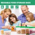 thumbnail image 2 of 4 pcs Reusable Snack Bags, Reusable Silicone Bags Reusable Food Storage Bags for Travel Home Fridge Kitchen Organization Sets 7.5*4.5inch, 2 of 9