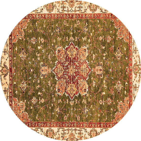 Ahgly Company Indoor Round Abstract Orange Modern Area Rugs, 3' Round