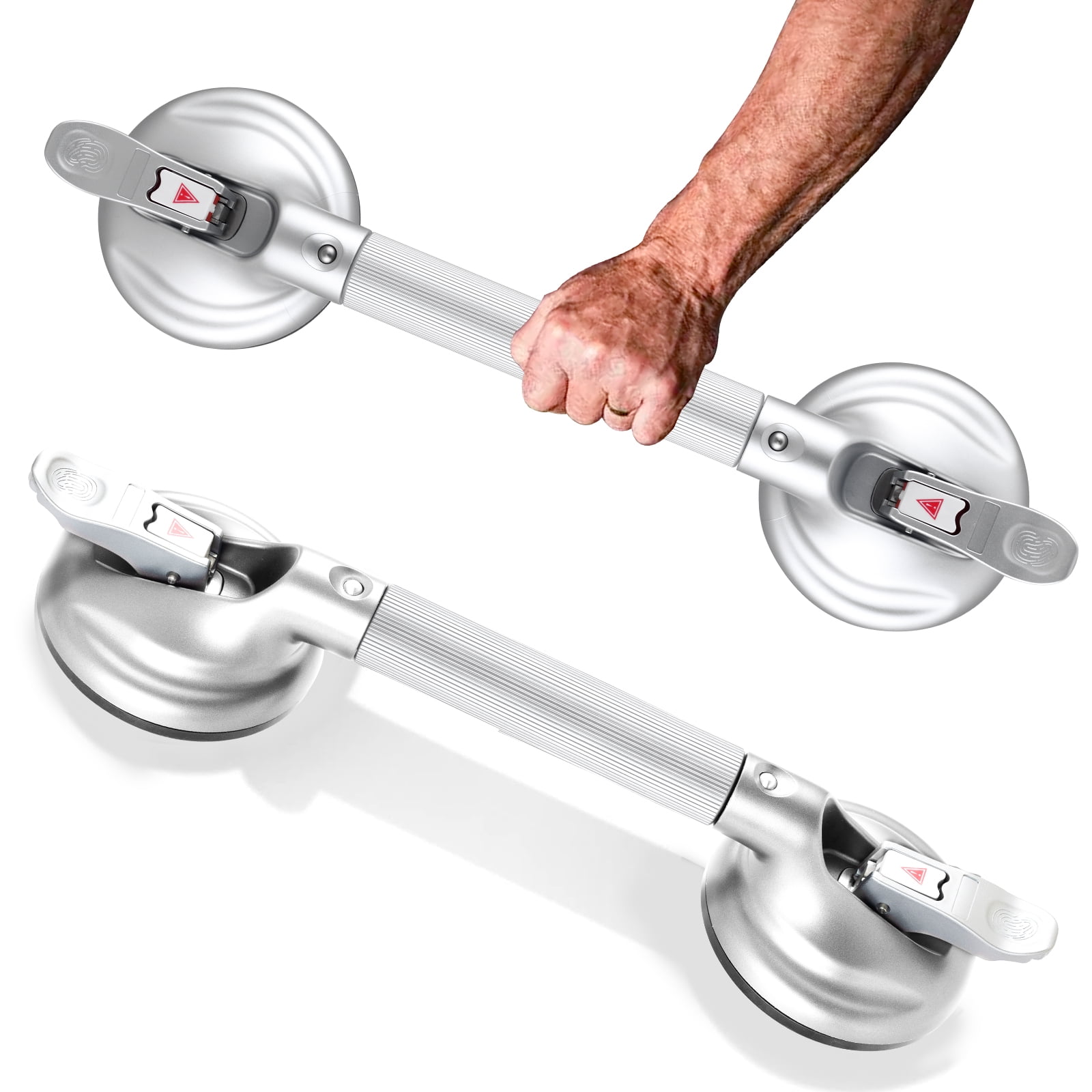 DAREN MEDICAL Tool Free Portable Heavy Duty 253 LB Suction Cup Shower Grab Bar, Gray Silver, 17"