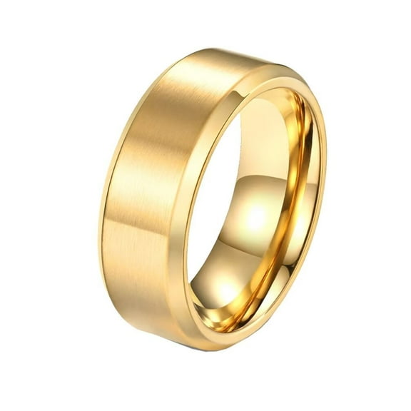 PAMTIER Stainless Steel 8MM Brushed Minimalist Wedding Band Ring for Men Women Gold Size 7