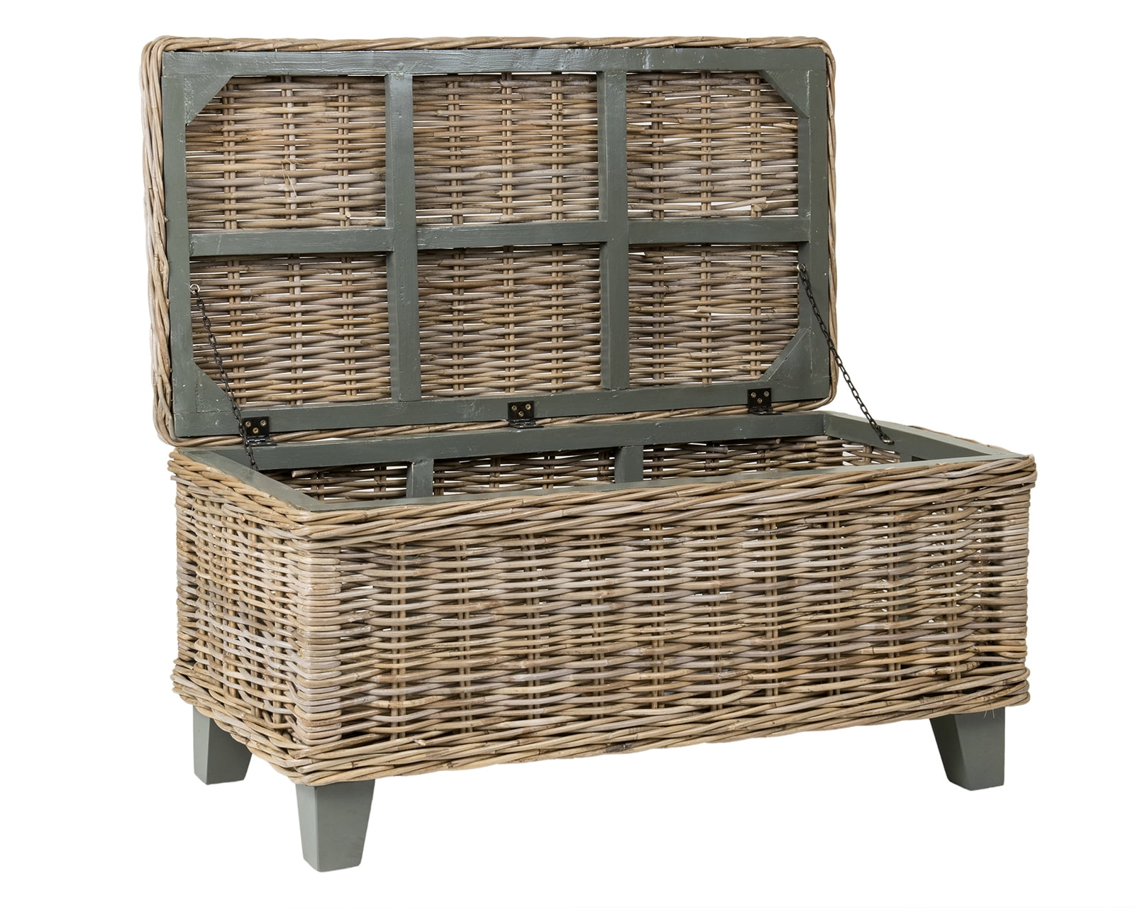 East at Main Hayward Handwoven Natural Rattan Storage Coffee Table, Brown (37x20x18)