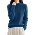 thumbnail image 5 of Mock Neck Pullover Sweaters for Women Soft Warm Long Sleeve Ribbed Cuffs Winter Clothes High Neck Fall Outfits for Women Knit Sweater Fashion Clothing Solid Color Loose Fit Casual, 5 of 5