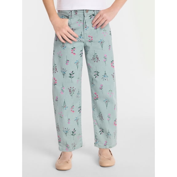 Wonder Nation Girls Ankle Length Barrel Jeans, Sizes 5-18