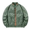 thumbnail image 2 of Men's Baseball Bomber Jacket Long Sleeve Stand Collar Full Zip Loose Fit Water Resistant with Multiple Pockets Casual Golf Windbreaker Coat Big and Tall Size S-5XL Green, 2 of 5
