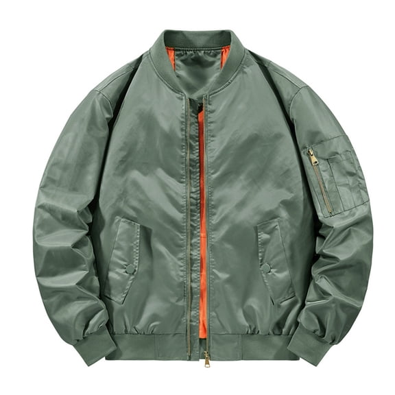 Kakii Men's Bomber Jacket Lightweight Casual Spring Fall Windbreaker Zip Up Coat with Pocket