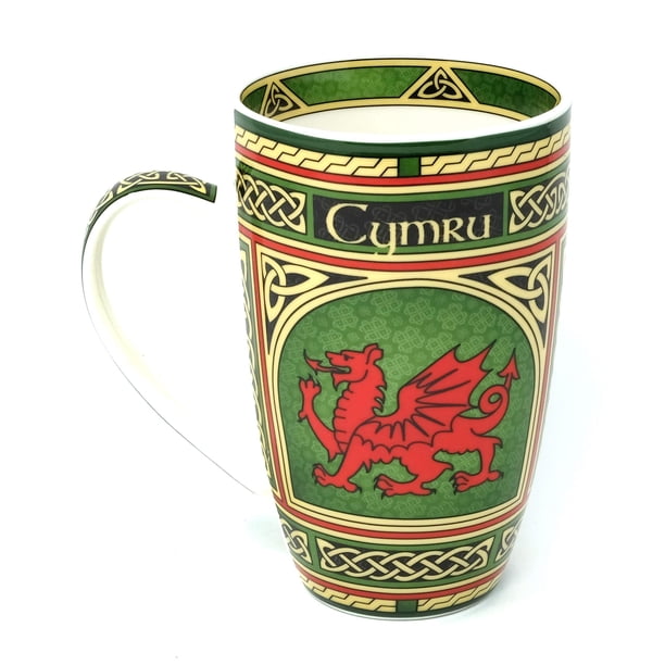 Taza de café Clara Craft Wales de porcelana Welsh Red Dragon