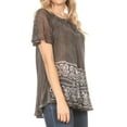 thumbnail image 4 of Sakkas Marzia Women's Loose Fit Short Sleeve Casual Tie Dye Batik Blouse Top Tunic - Gray - Plus Size, 4 of 5