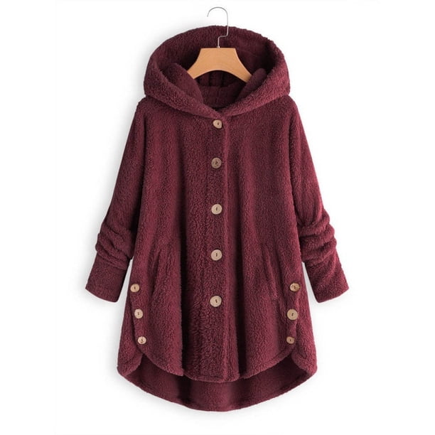 Abrigo de otoño invierno para mujer, cálido abrigo de oso de peluche, chaqueta de lana, abrigo de felpa para mujer, chaqueta con capucha, nuevos abrigos para mujer, chaqueta de Color sólido