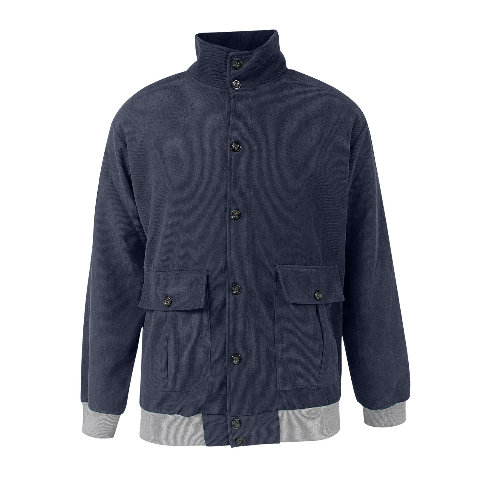 Lekwk Mens Corduroy Jacket Button Stand Collar Jackets Casual