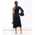 thumbnail image 5 of Black Asymmetric Feather Cuff Dress, 5 of 10