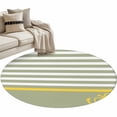 thumbnail image 2 of Round Area Rugs Collection 3.3 Ft, Anchor Sage Green Non-Slip Residential Carpet, Yellow Nautical White Geometric Stripe Indoor Crawling Mats Doormat Runner Rugs Play Mat for Bedroom, 2 of 8