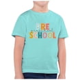 thumbnail image 1 of MEZZALL T-Shirt de Mode pour Enfant Rentrée Scolaire Imprimé Col Rond Manches Courtes T-Shirts Décontractés Hauts Tee Classique Tout-Petit Tenue Quotidienne, Vert Menthe, 6-7 Ans, 1 of 4