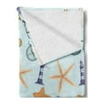 thumbnail image 2 of Nautical Soft Flannel Fleece Throw Blanket, Elements of the Ocean Composition with Seastars Seahorses and Hand Drawn Ships, Cozy Plush for Indoor and Outdoor Use, 50" x 70", Multicolor, by Ambesonne, 2 of 5